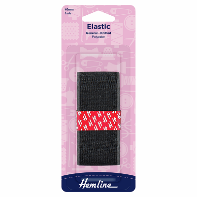 H621.40 General Purpose Knitted Elastic: 1m x 40mm: Black 